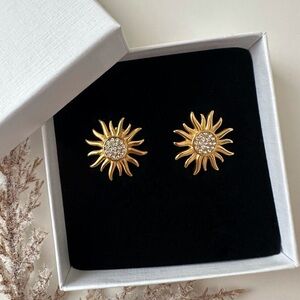 18k Gold Plated Sunburst Earrings - Gold Jewelry